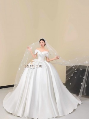 TVC841 Váy Cưới Làm Lễ, Đầm Cưới Tiệc, Kim Sa, Cúp Ngực, Tùng Bồng