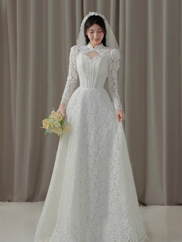 TVC790 Váy Cưới Đi Bàn, Đầm Cưới Đi Bàn, Dáng Xuông, 3 Mẫu Váy Cổ Điển