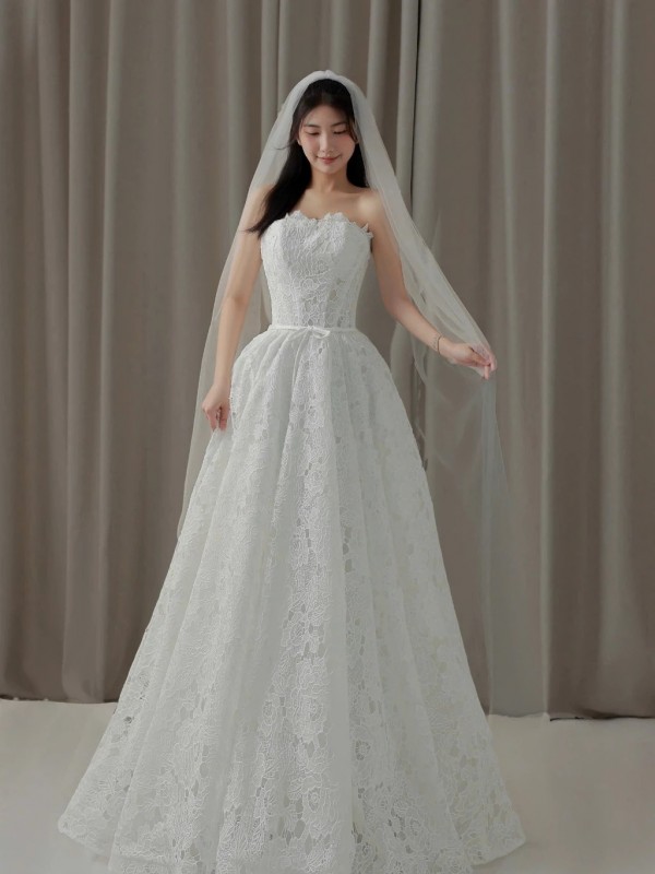 TVC790 Váy Cưới Đi Bàn, Đầm Cưới Đi Bàn, Dáng Xuông, 3 Mẫu Váy Cổ Điển