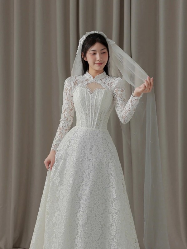 TVC790 Váy Cưới Đi Bàn, Đầm Cưới Đi Bàn, Dáng Xuông, 3 Mẫu Váy Cổ Điển