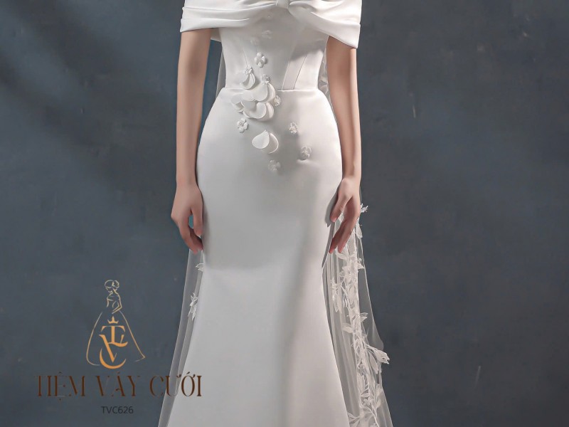 TVC626 Đầm Cưới Cô Dâu, Váy Cưới Đuôi Cá, Tà Rời, Cúp Ngực, Dáng Ôm, Kèm Tà